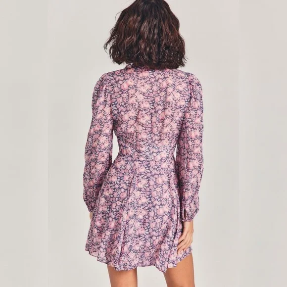 Loveshackfancy Cassidy Floral-Print Georgette Mini Dress - size 8 - Picture 7 of 9
